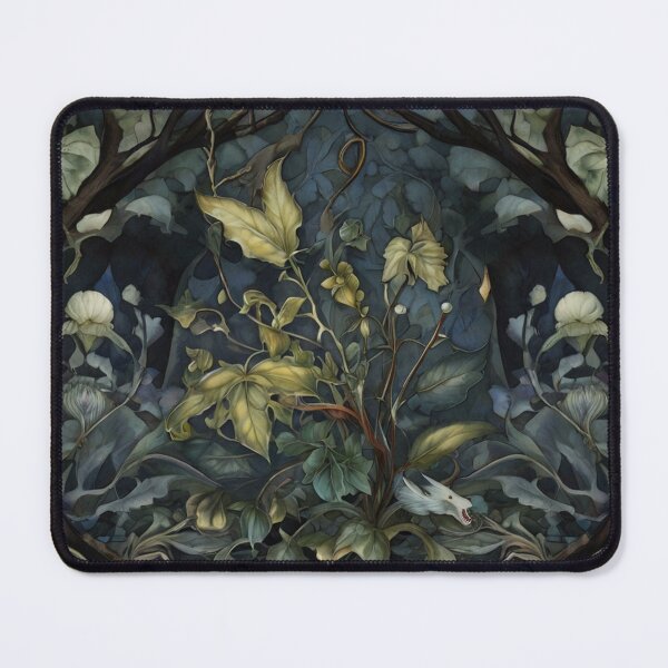 Item preview, Lord of the Feyries fairy forest magical beautiful dark spooky fresco design after William Morris designed and sold by Vintage Designs +.