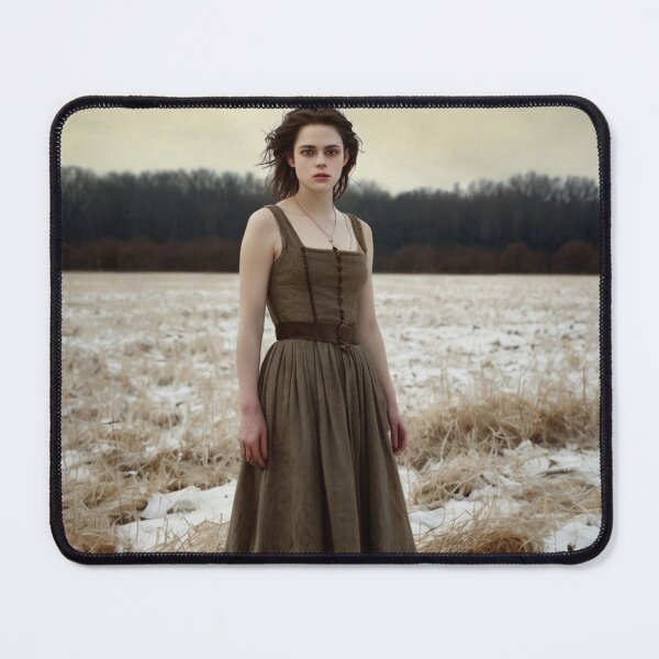 Item preview, Gothic style art of a beautiful woman standing in a snowy field after Bougereau designed and sold by Vintage Designs +.