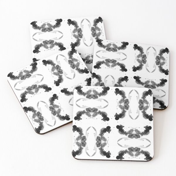 Item preview, black ink watercolor ornament, geometric, abstract pattern designed and sold by ZoeaDesign.