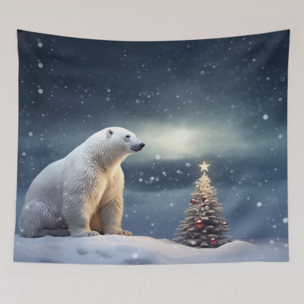 Item preview, Polar bear with Christmas tree in the snow, funny Christmas design designed and sold by Mauswohn.