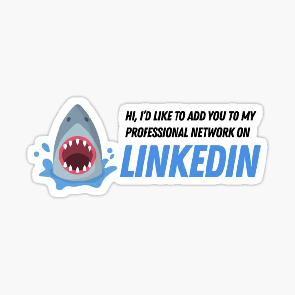 Linkedin Stickers Redbubble - decal great white shark water park hangout water roblox