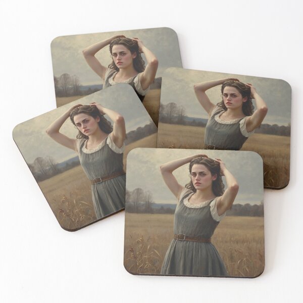 Item preview, Autumnal fall seasonal art of a beautiful woman standing in a corn field after Bougereau designed and sold by Vintage Designs +.