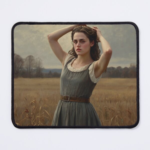 Item preview, Autumnal fall seasonal art of a beautiful woman standing in a corn field after Bougereau designed and sold by Vintage Designs +.