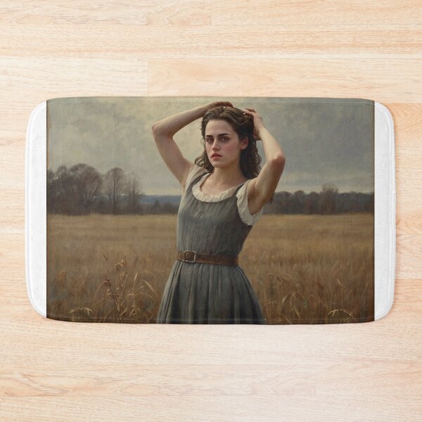 Item preview, Autumnal fall seasonal art of a beautiful woman standing in a corn field after Bougereau designed and sold by Vintage Designs +.