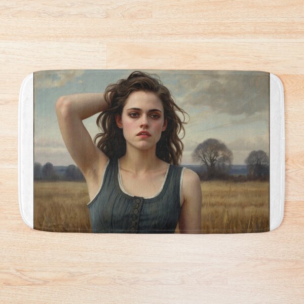 Item preview, Autumnal fall seasonal art of a beautiful woman standing in a corn field after Bougereau designed and sold by Vintage Designs +.