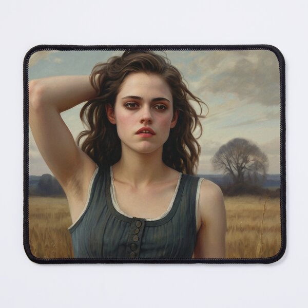 Item preview, Autumnal fall seasonal art of a beautiful woman standing in a corn field after Bougereau designed and sold by Vintage Designs +.