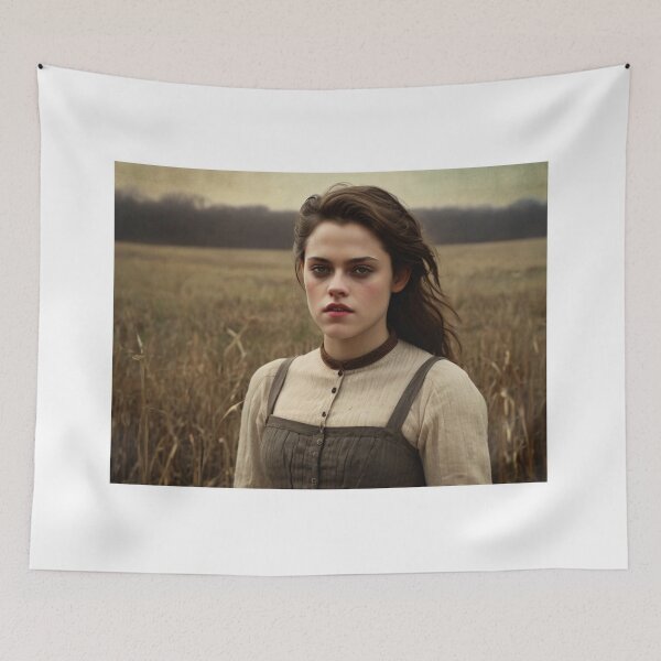Item preview, Autumnal fall seasonal art of a beautiful woman standing in a corn field after Bougereau designed and sold by Vintage Designs +.
