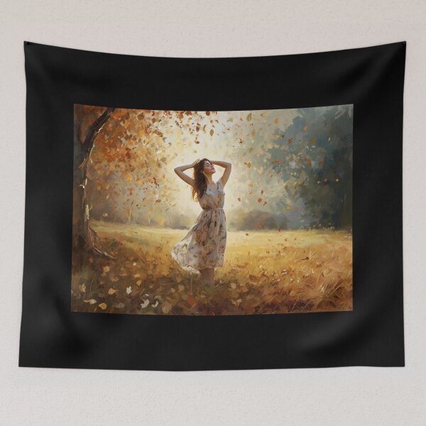 Item preview,  A Beautiful Girl surrounded by falling Autumnal leaves after Bougereau designed and sold by Vintage Designs +.