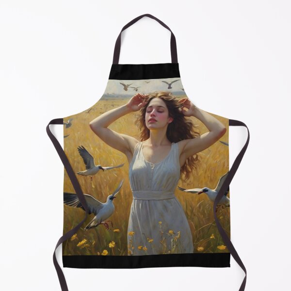 Item preview, A Beautiful Girl surrounded by birds standing in a field after Bougereau designed and sold by Vintage Designs +.