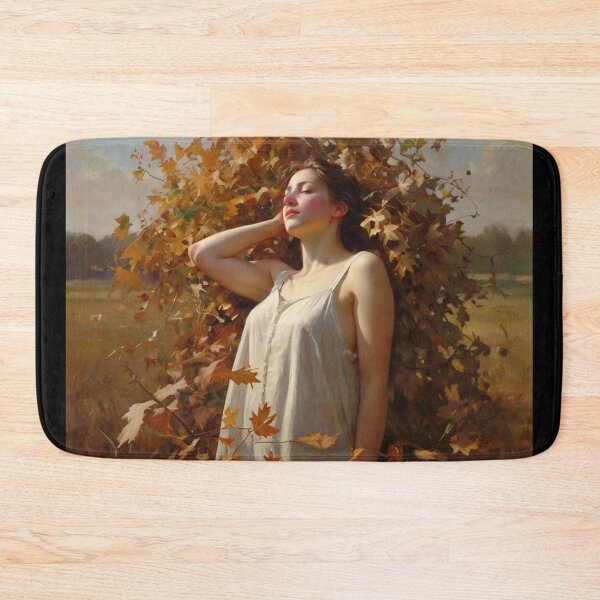 Item preview, A Beautiful Girl surrounded by falling Autumnal leaves after Bougereau designed and sold by Vintage Designs +.