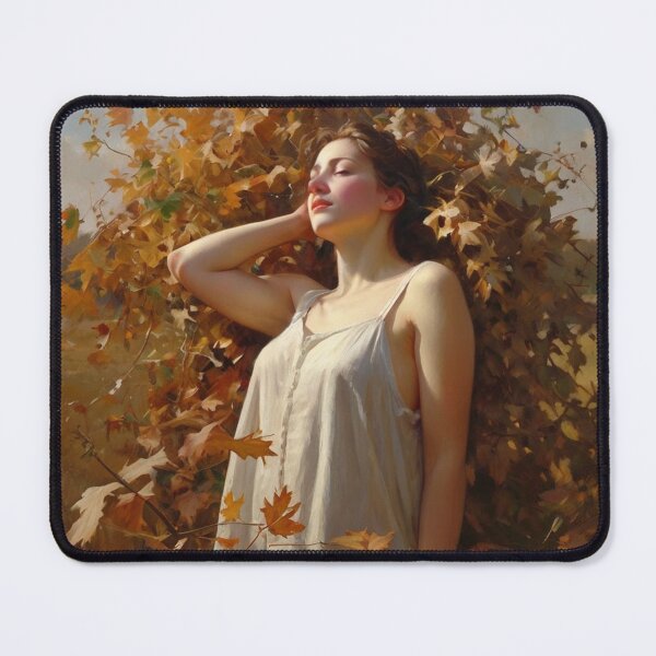 Item preview, A Beautiful Girl surrounded by falling Autumnal leaves after Bougereau designed and sold by Vintage Designs +.