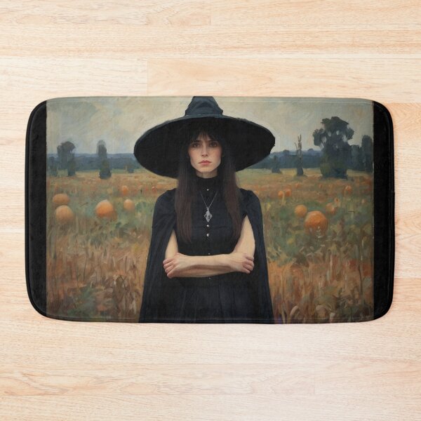 Item preview, A witch standing in a pumpkin field vintage art after Bougereau designed and sold by Vintage Designs +.