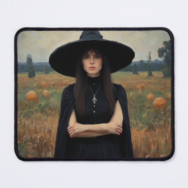 Item preview, A witch standing in a pumpkin field vintage art after Bougereau designed and sold by Vintage Designs +.