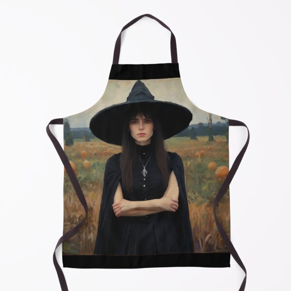 Item preview, A witch standing in a pumpkin field vintage art after Bougereau designed and sold by Vintage Designs +.