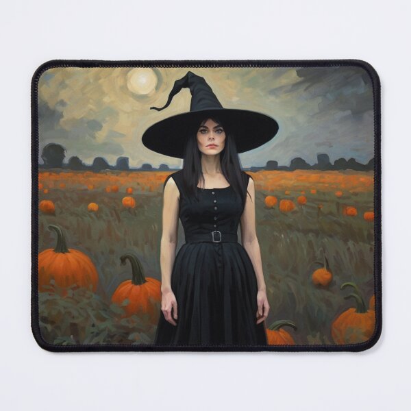 Item preview, A witch standing in a pumpkin field vintage art after Bougereau designed and sold by Vintage Designs +.