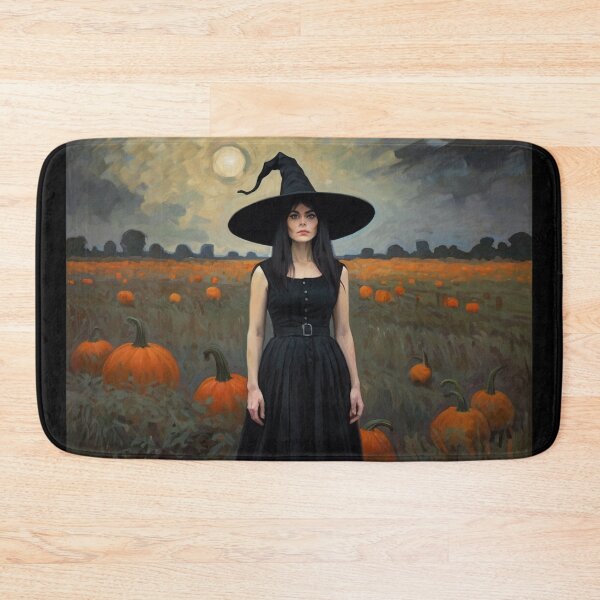 Item preview,  A witch standing in a pumpkin field vintage art after Bougereau designed and sold by Vintage Designs +.