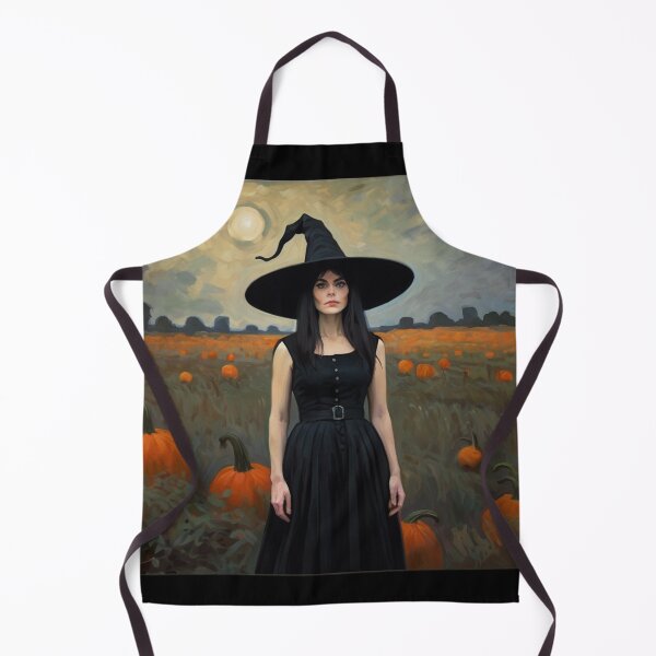 Item preview, A witch standing in a pumpkin field vintage art after Bougereau designed and sold by Vintage Designs +.