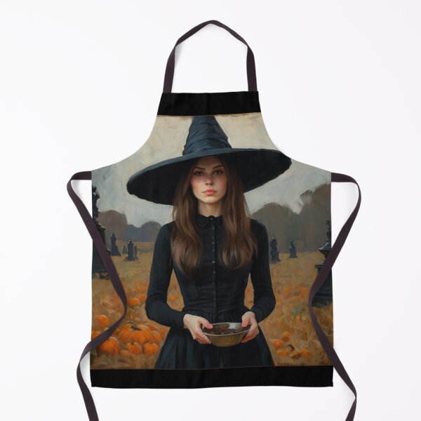 Item preview, A witch standing in a pumpkin field vintage art after Bougereau designed and sold by Vintage Designs +.
