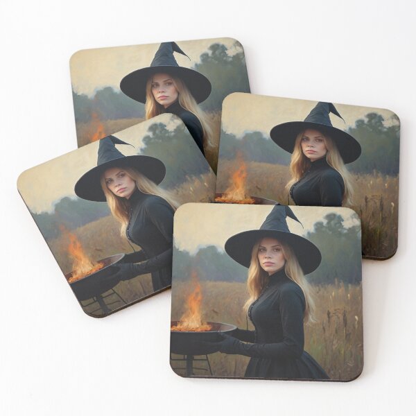 Item preview,  A witch standing in a pumpkin field vintage art after Bougereau designed and sold by Vintage Designs +.