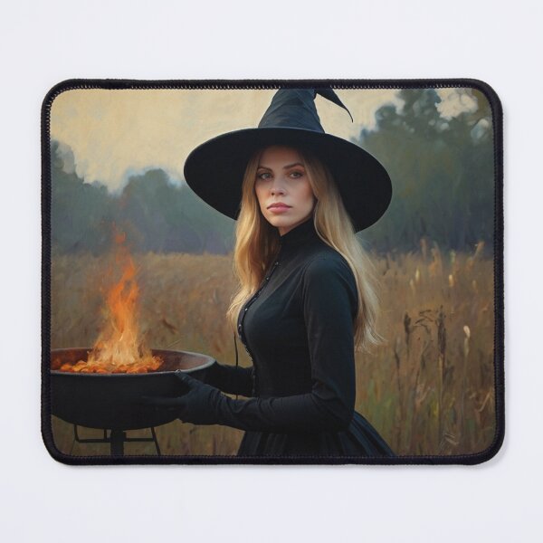 Item preview,  A witch standing in a pumpkin field vintage art after Bougereau designed and sold by Vintage Designs +.