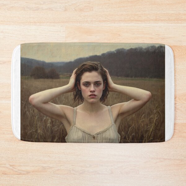 Item preview, Autumnal fall seasonal art of a beautiful woman standing in a corn field after Bougereau designed and sold by Vintage Designs +.
