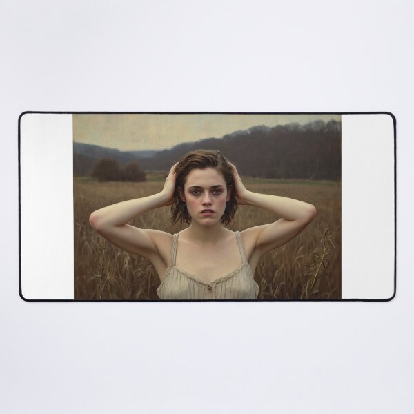 Item preview, Autumnal fall seasonal art of a beautiful woman standing in a corn field after Bougereau designed and sold by Vintage Designs +.