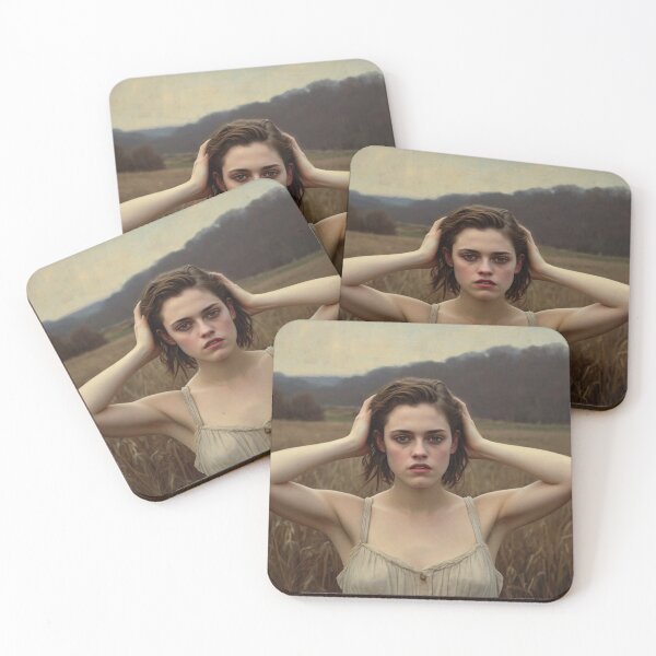 Item preview, Autumnal fall seasonal art of a beautiful woman standing in a corn field after Bougereau designed and sold by Vintage Designs +.