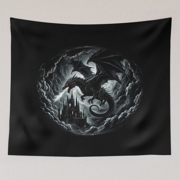 Item preview,  Dark Dragon Over Gothic Castle designed and sold by IllumeInk.