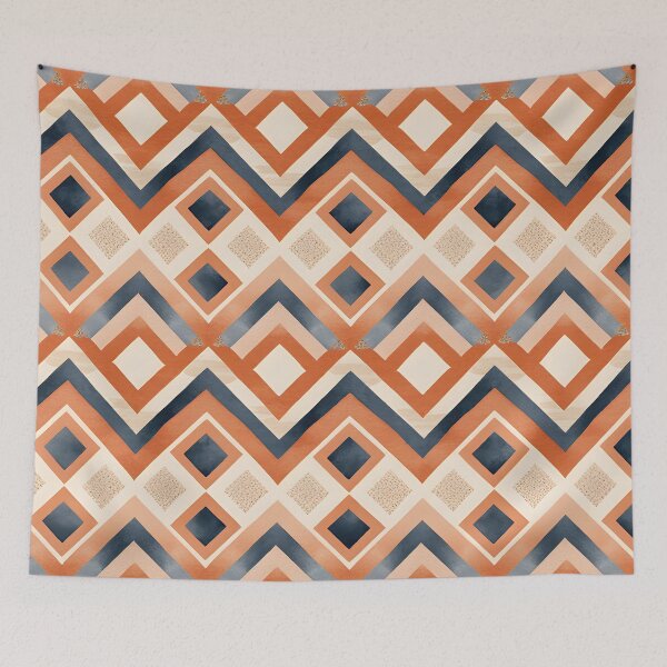Artikelvorschau, Mid Century Modern Diamantmuster Terrakotta entworfen und verkauft von Prints and Lifestyle.
