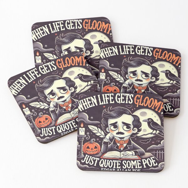 Item preview, When life gets gloomy just quote some Poe! Edgar Allan Poe raven spooky chibi kawaii cute halloween designed and sold by headlessdreamer.