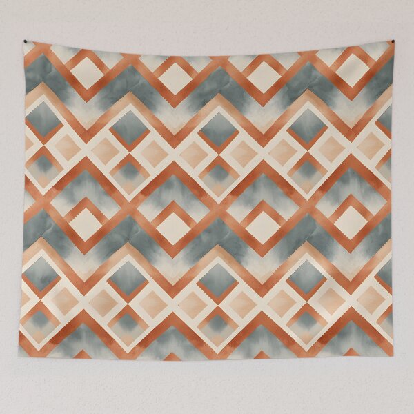 Artikelvorschau, Mid Century Modern Diamantmuster Terrakotta entworfen und verkauft von Prints and Lifestyle.