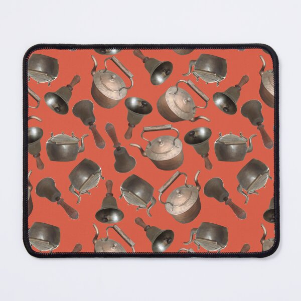 Item preview, Antique Bells and Copper Kettles on Burnt Orange designed and sold by Art in My Loft.