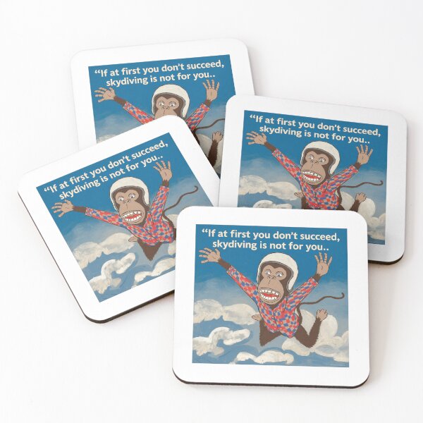 Item preview, Skydiving monkey, if at first you don't succeed, funnyfits70, Humor, Funny,  designed and sold by FunnyFits70.