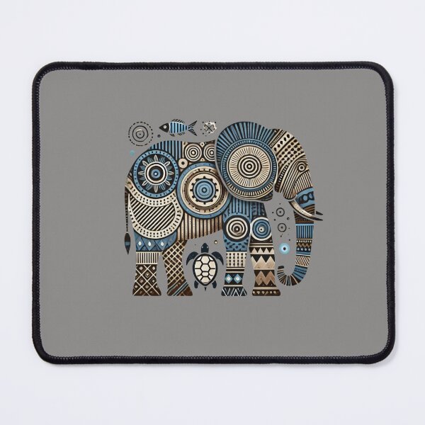 Item preview, African Elephant in Adire Yoruba Pattern, African Artwork, Tribal art, Mud art designed and sold by Afrocarribe.