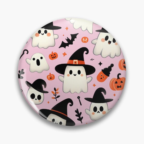 Item preview, Cute Halloween ghost pattern featuring friendly ghosts wearing witch hats, pumpkins, and spooky Halloween elements designed and sold by HeeShirt.
