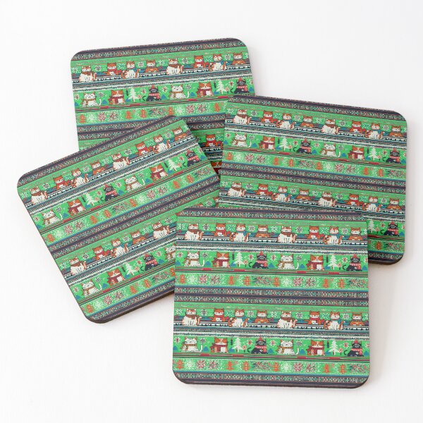 Item preview, Green Christmas Knit Cat Pattern | Matching Family Winter Outfit designed and sold by PinkGoddessLove.