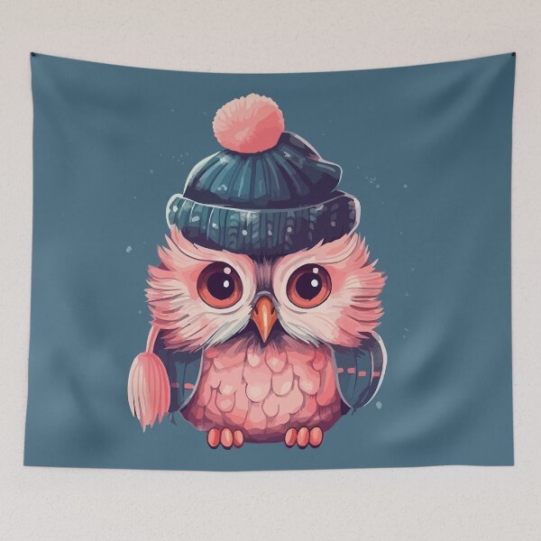 Item preview, Cute owl wearing a pom pom toque designed and sold by Amir Faysal.