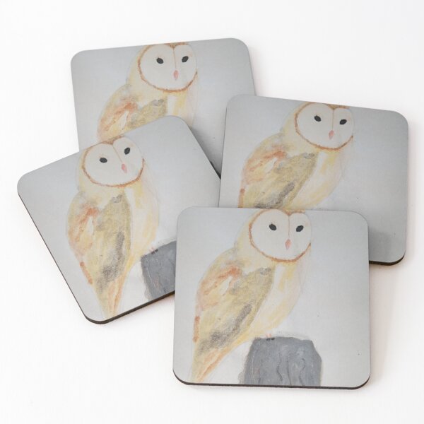 Item preview, Watercolor of an owl on a tree trunk designed and sold by NaturaFotos.