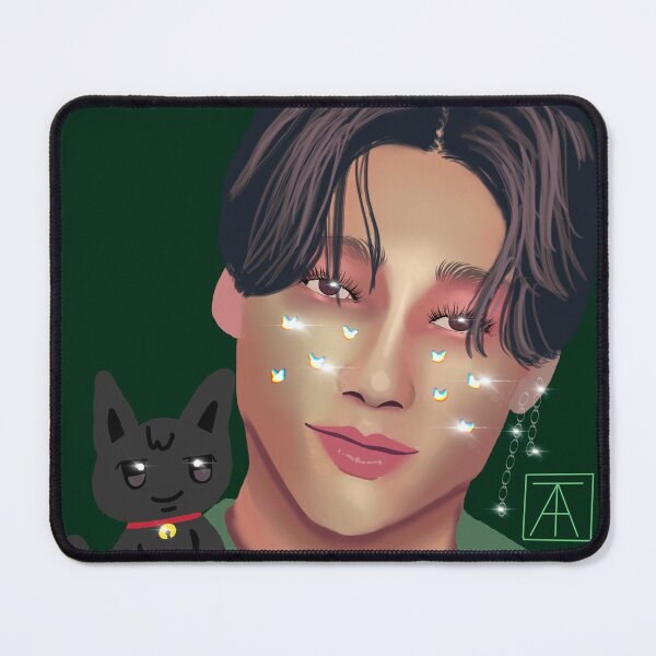 Item preview, Ateez Wooyoung with black cat designed and sold by fayetheartist.