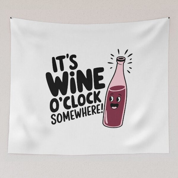 Item preview, It's Wine O'Clock Somewhere! Cute Mushroom Pun designed and sold by PMCreative.