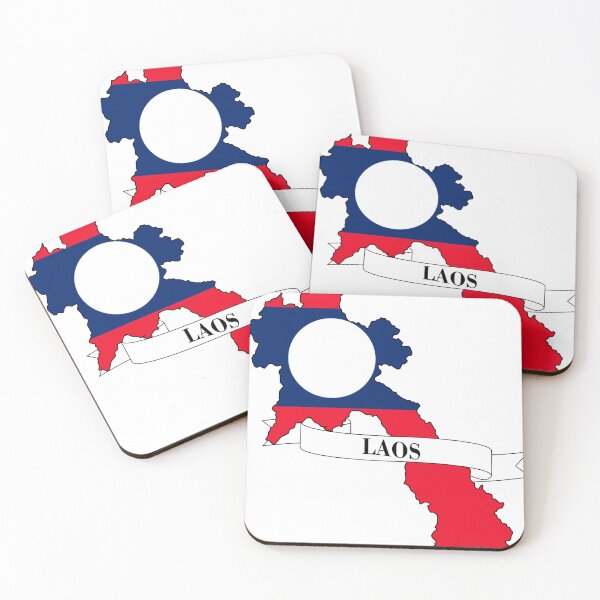 Item preview, Laos flag map designed and sold by visual adventures.