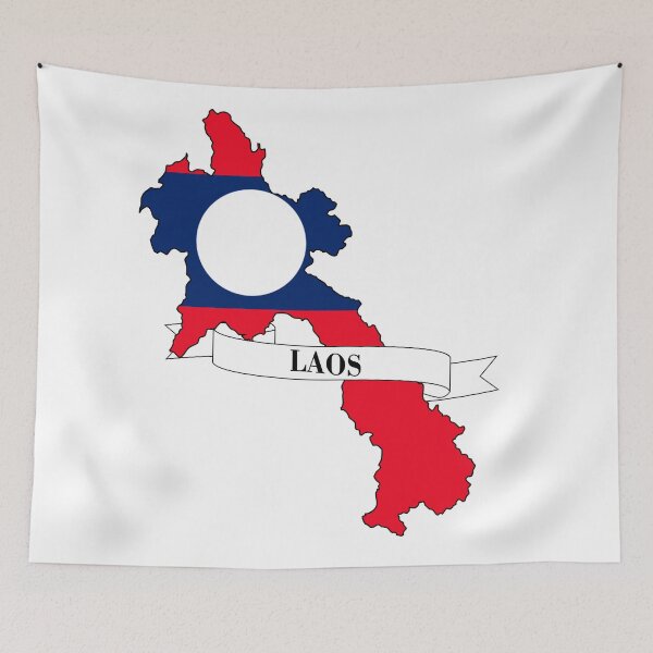 Item preview, Laos flag map designed and sold by visual adventures.