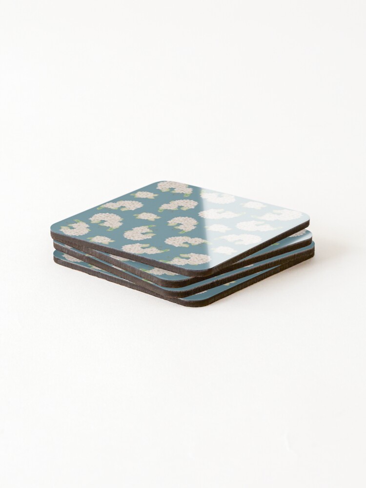 Thumbnail 4 of 5, Coasters (Set of 4), White Hydrangea Pattern designed and sold by InGFocus.