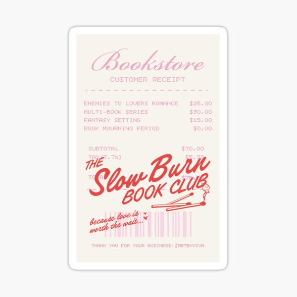 Artikel-Vorschau von Slow Burn Book Club Kundenbeleg Buchaufkleber für Kindle | Bookish Merch, designt und verkauft von Art by Viva.