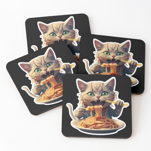 Item preview, Cat Eating Spaghetti Sticker designed and sold by Bunmigraphics .