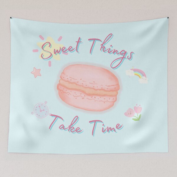 Item preview, Sweet Things Take Time - Cute Pastel Macaron Motivational Design designed and sold by manojoly.