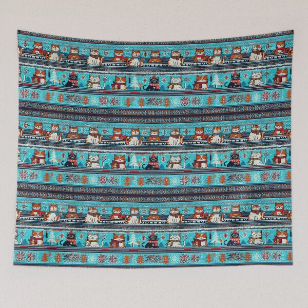 Item preview, Blue Christmas Knit Cat Pattern | Matching Family Winter Outfit designed and sold by PinkGoddessLove.