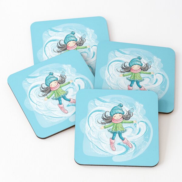 Item preview, A cute girl in winter clothes and boots is flying against the background of swirling snow.  designed and sold by HEMRO.