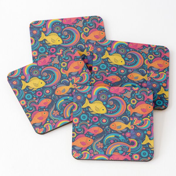 Item preview, Vibrant Psychedelic Pattern of Sea designed and sold by HUMORONCOTTON.