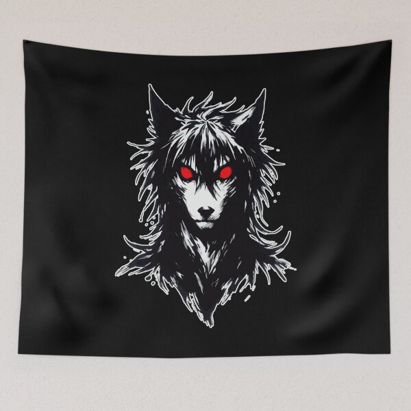 Item preview, Demonic Black Dog Sumie Ink Art Tattoo designed and sold by TomFrontierArt.
